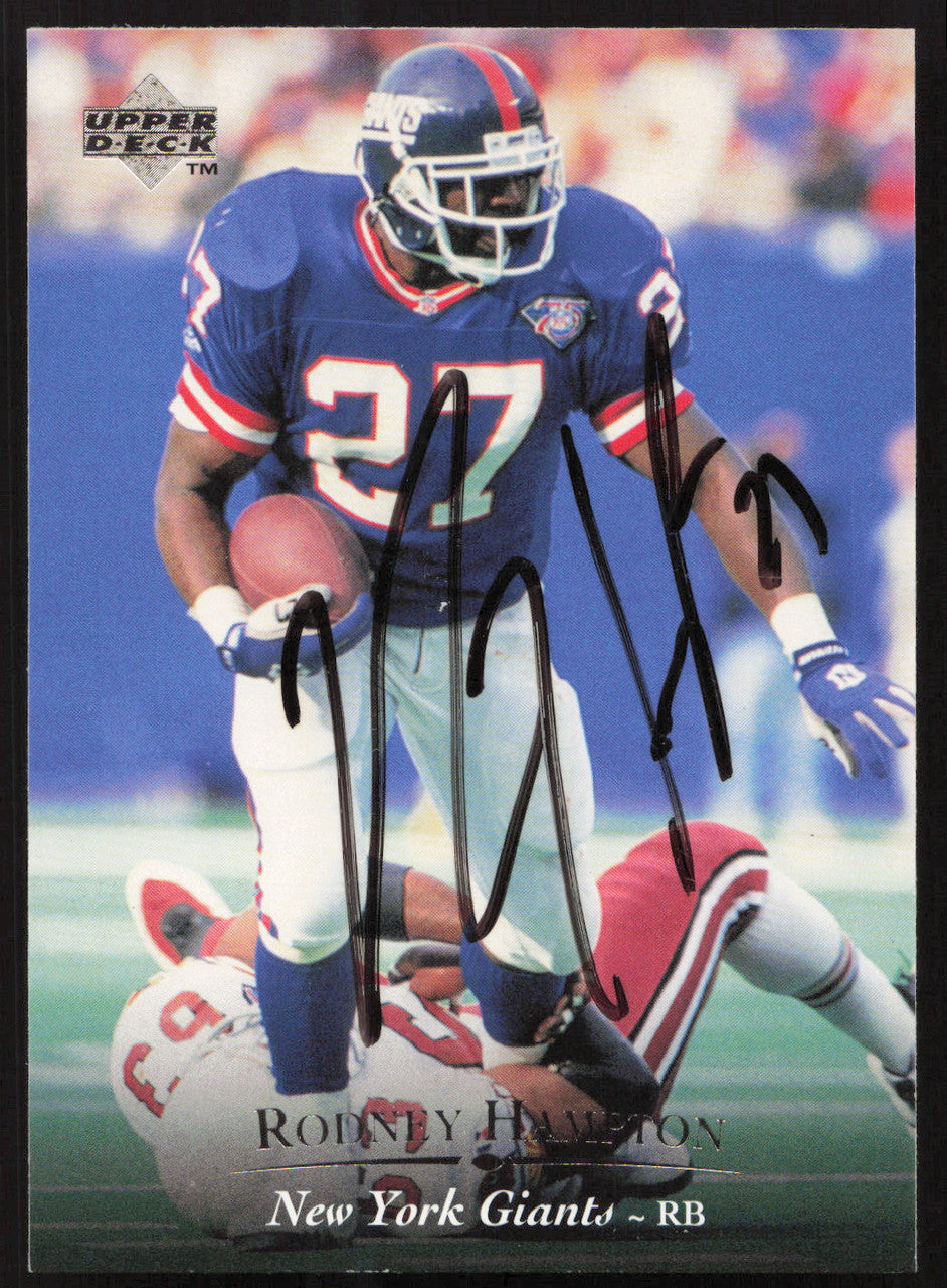 Rodney Hampton Autographed 1995 Upper Deck Card #117 New York Giants SKU #260299
