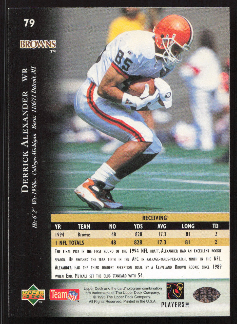 Derrick Alexander Autographed 1995 Upper Deck Card #79 Cleveland Browns SKU #260305