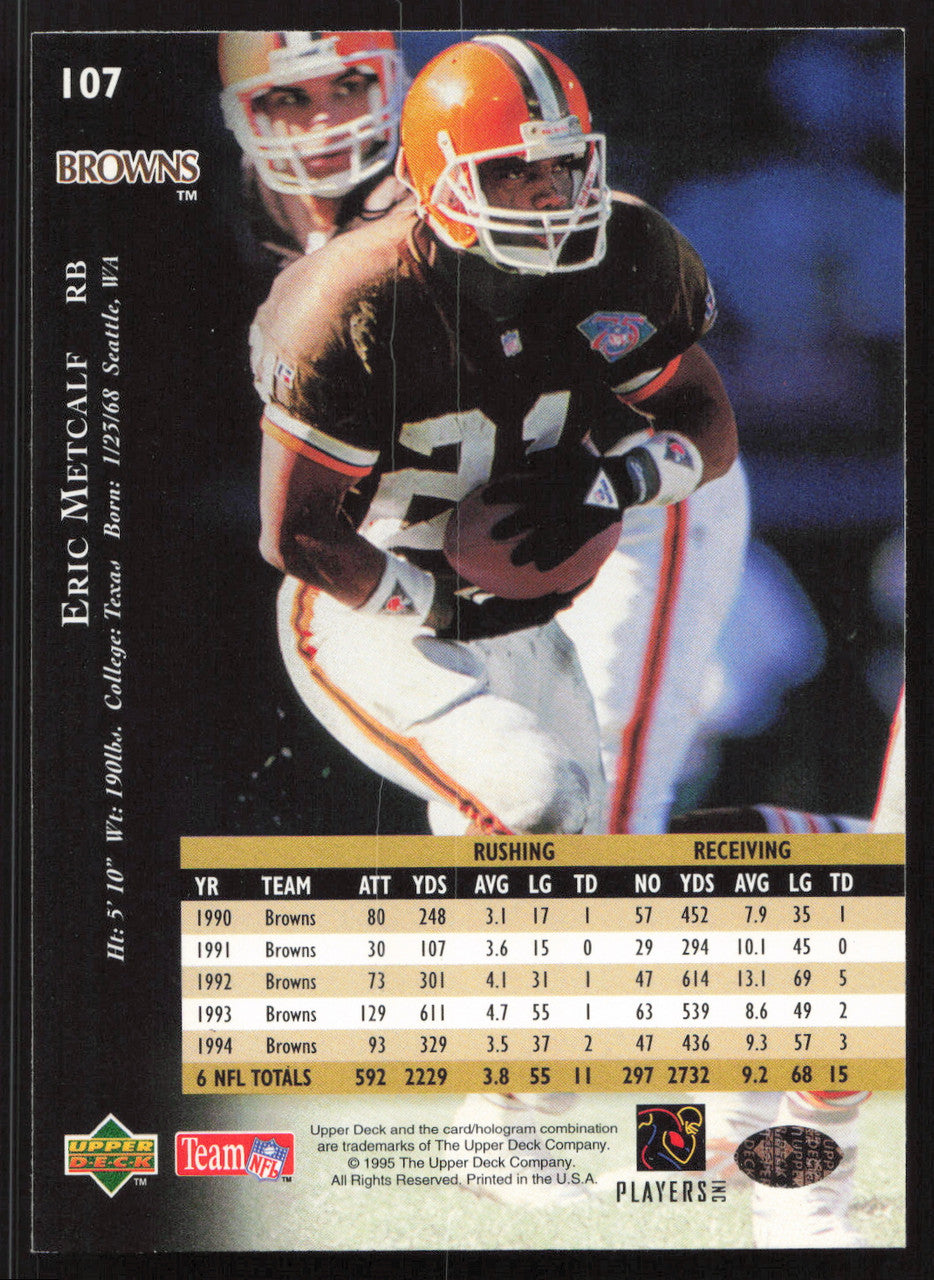 Eric Metcalf Autographed 1995 Upper Deck Card #107 Cleveland Browns SKU #260309