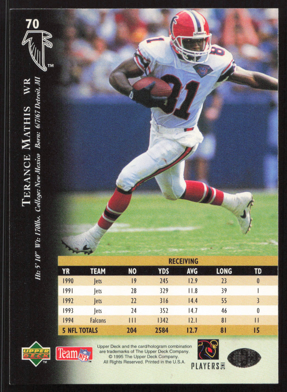 Terance Mathis Autographed 1995 Upper Deck Card #70 Atlanta Falcons SKU #260314