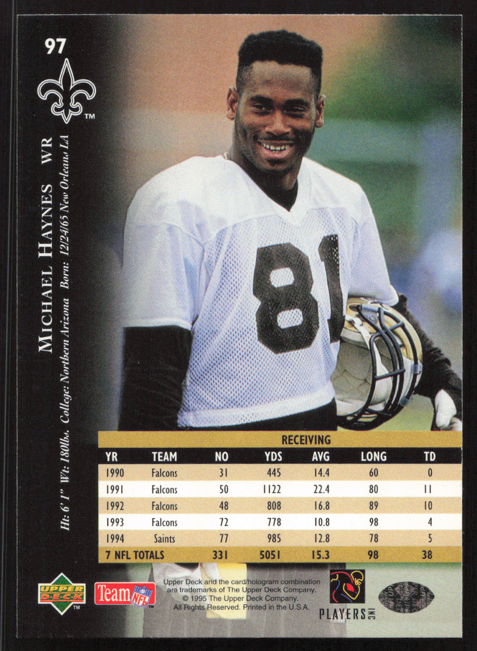 Michael Haynes Autographed 1995 Upper Deck Card #97 New Orleans Saints SKU #260317