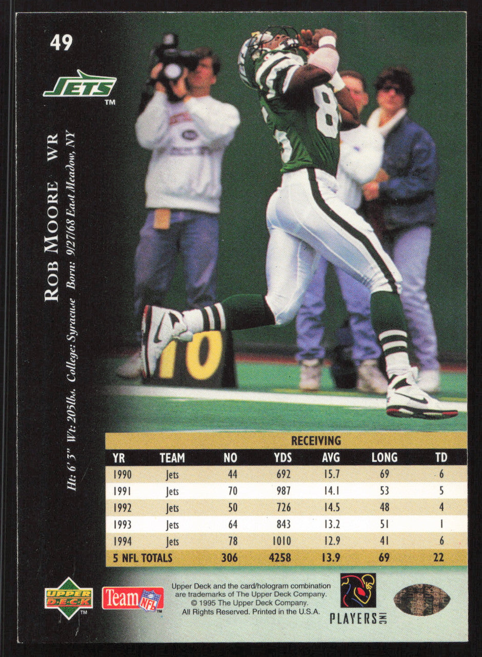 Rob Moore Autographed 1995 Upper Deck Card #49 New York Jets SKU #260318