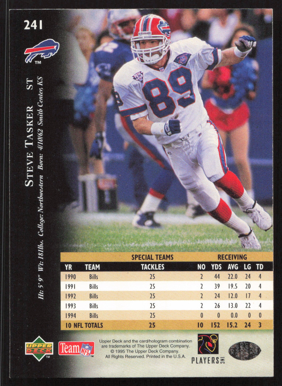 Steve Tasker Autographed 1995 Upper Deck Card #241 Buffalo Bills SKU #260321