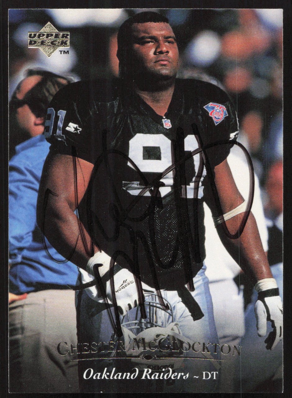 Chester McGlockton Autographed 1995 Upper Deck Card #168 Los Angeles Raiders SKU #260322