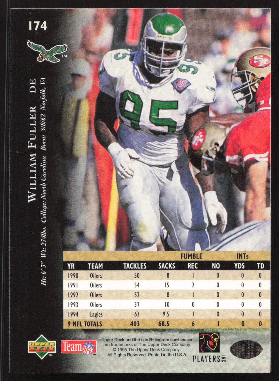 William Fuller Autographed 1995 Upper Deck Card #174 Philadelphia Eagles SKU #260323