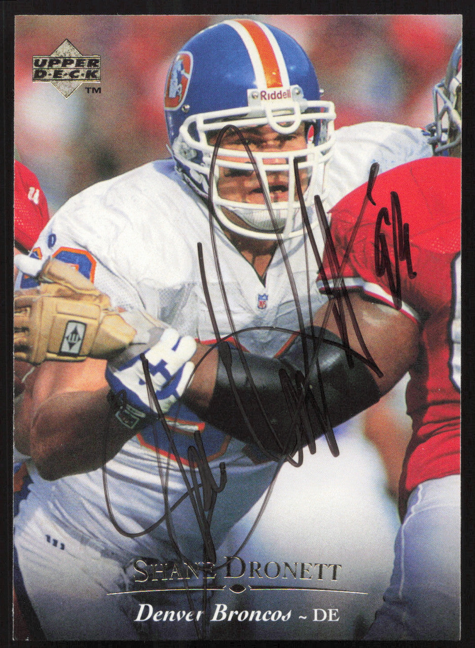 Shane Dronett Autographed 1995 Upper Deck Card #138 Denver Broncos SKU #260325