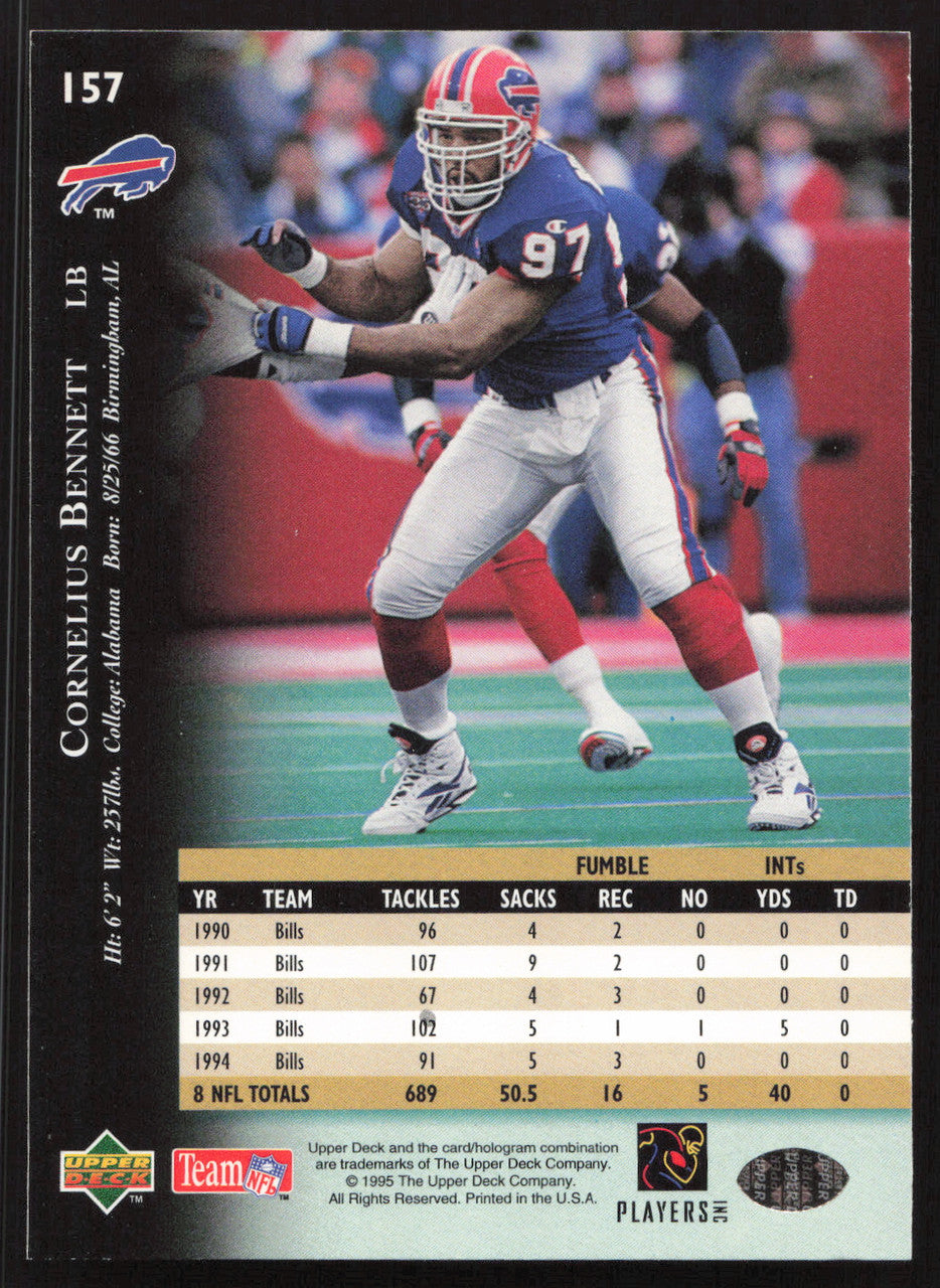Cornelius Bennett Autographed 1995 Upper Deck Card #157 Buffalo Bills SKU #260326