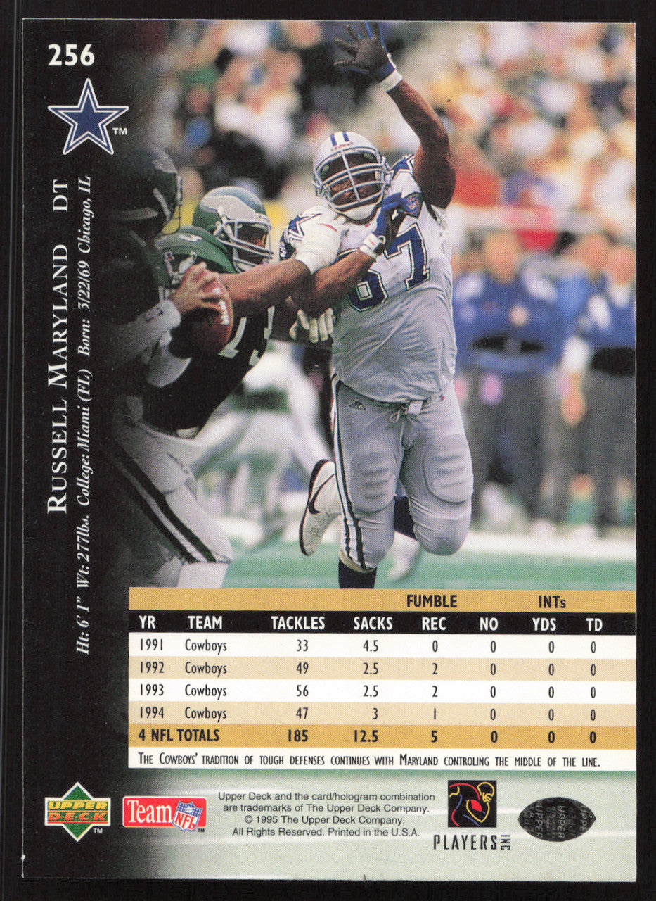 Russell Maryland Autographed 1995 Upper Deck Card #256 Dallas Cowboys SKU #260329