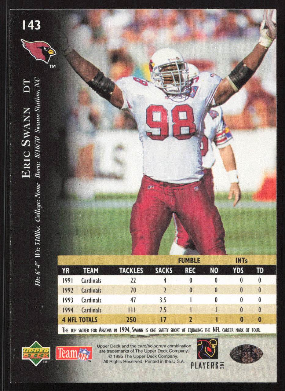 Eric Swann Autographed 1995 Upper Deck Card #143 Arizona Cardinals SKU #260331