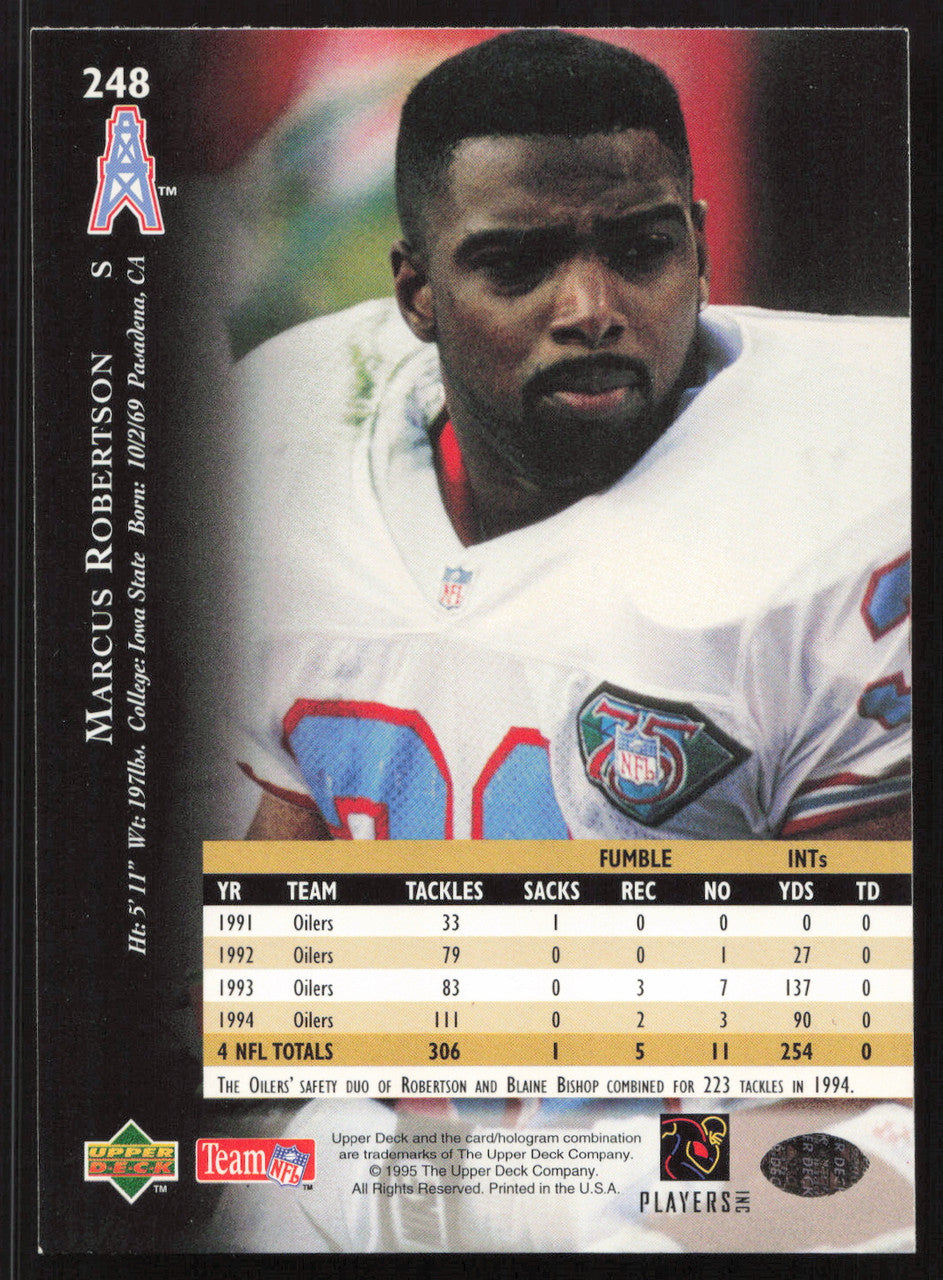 Marcus Robertson Autographed 1995 Upper Deck Card #248 Houston Oilers SKU #260334