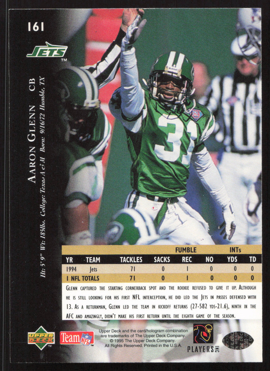 Aaron Glenn Autographed 1995 Upper Deck Card #161 New York Jets SKU #260335