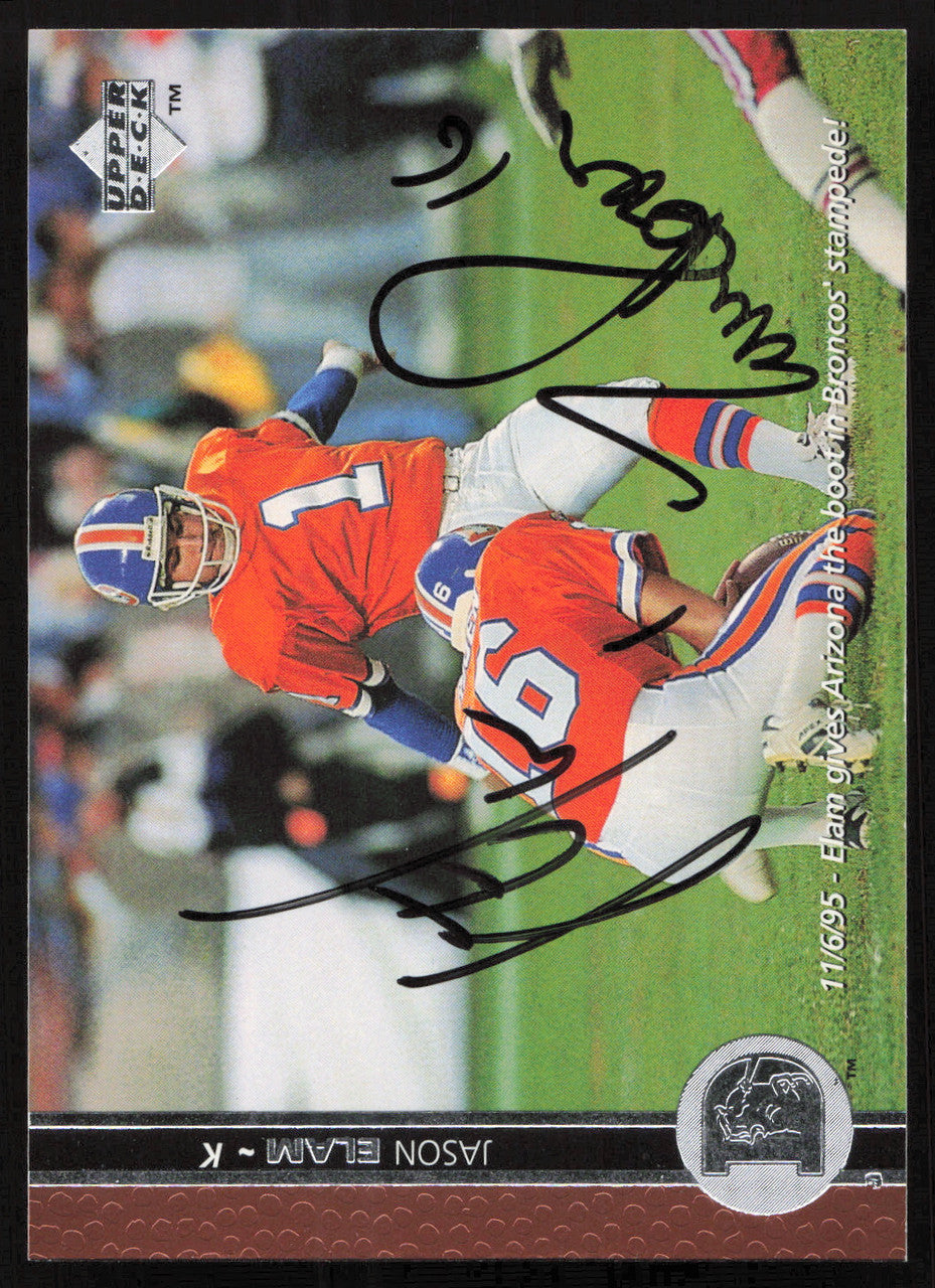 Jason Elam & Tom Rouen Autographed 1996 Upper Deck Card #159 Denver Broncos SKU #260339