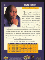 Duane Clemons Autographed 1996 Upper Deck Rookie Card #16 Minnesota Vikings SKU #260346