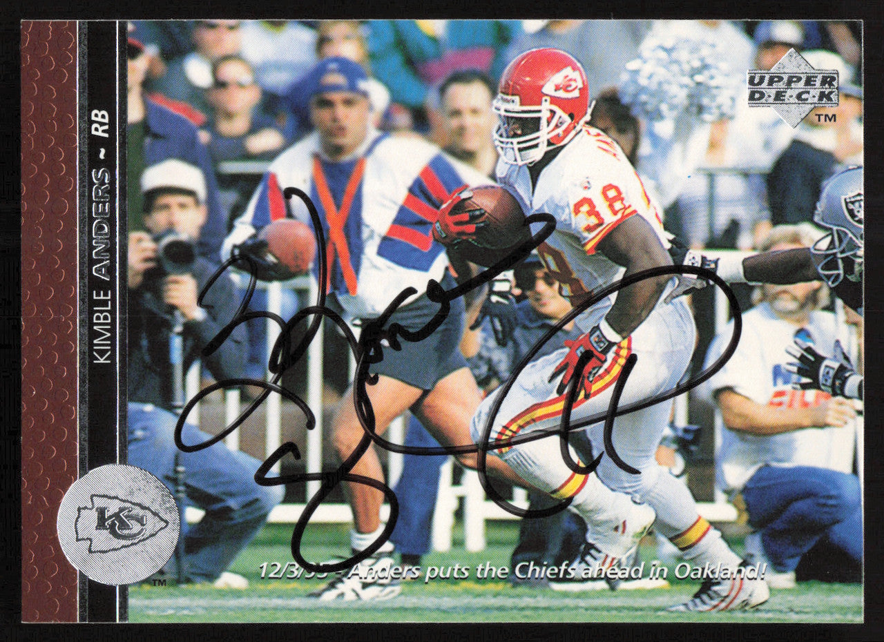 Kimble Anders Autographed 1996 Upper Deck Card #299 Kansas City Chiefs SKU #260350