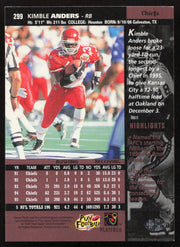 Kimble Anders Autographed 1996 Upper Deck Card #299 Kansas City Chiefs SKU #260350