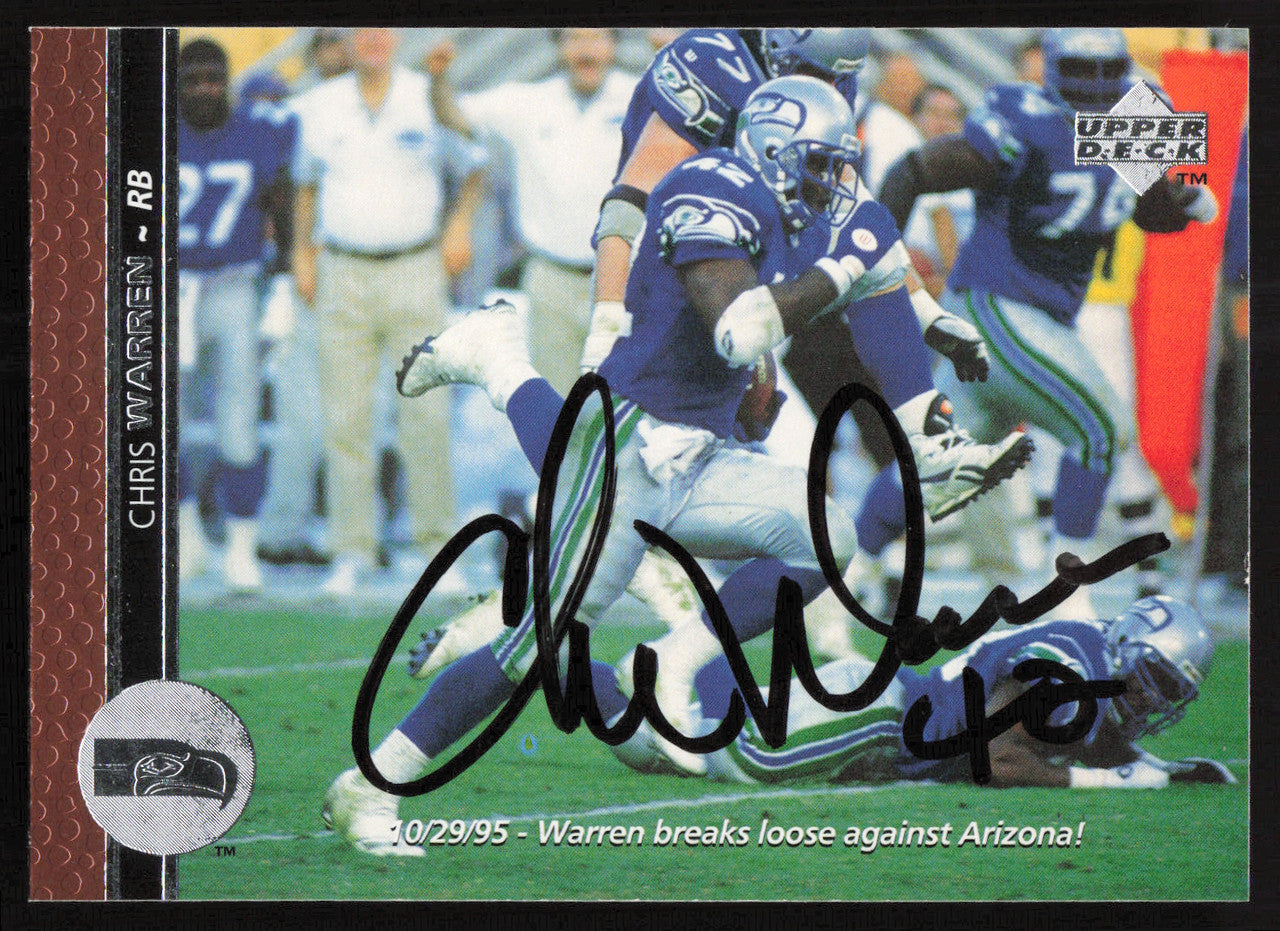 Chris Warren Autographed 1996 Upper Deck Card #208 Seattle Seahawks SKU #260355
