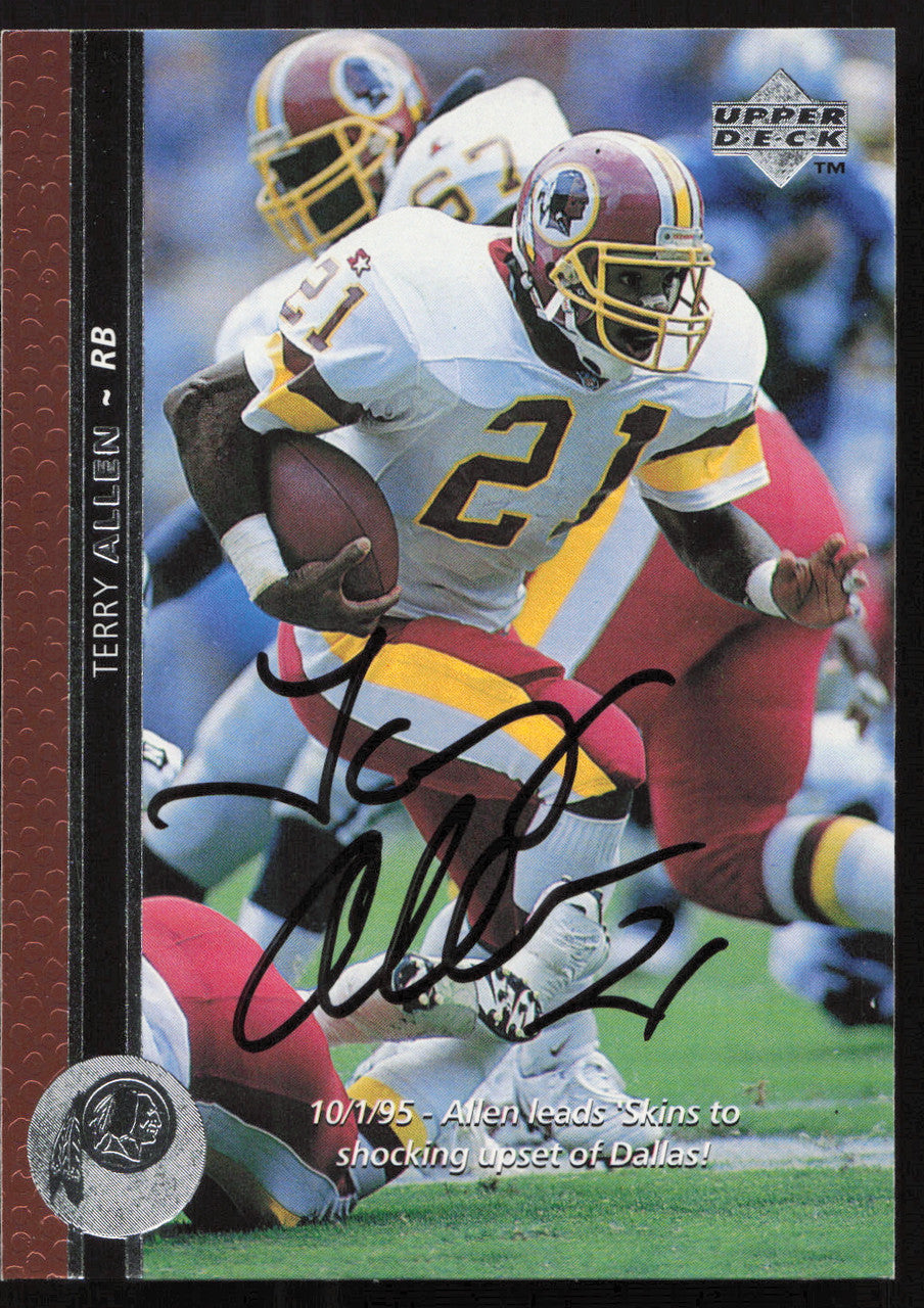 Terry Allen Autographed 1996 Upper Deck Card #90 Washington Redskins SKU #260363