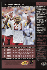 Terry Allen Autographed 1996 Upper Deck Card #90 Washington Redskins SKU #260363
