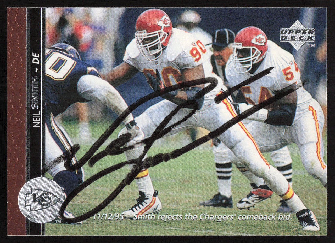 Neil Smith Autographed 1996 Upper Deck Card #284 Kansas City Chiefs SKU #260366