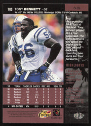 Tony Bennett Autographed 1996 Upper Deck Card #163 Indianapolis Colts SKU #260369