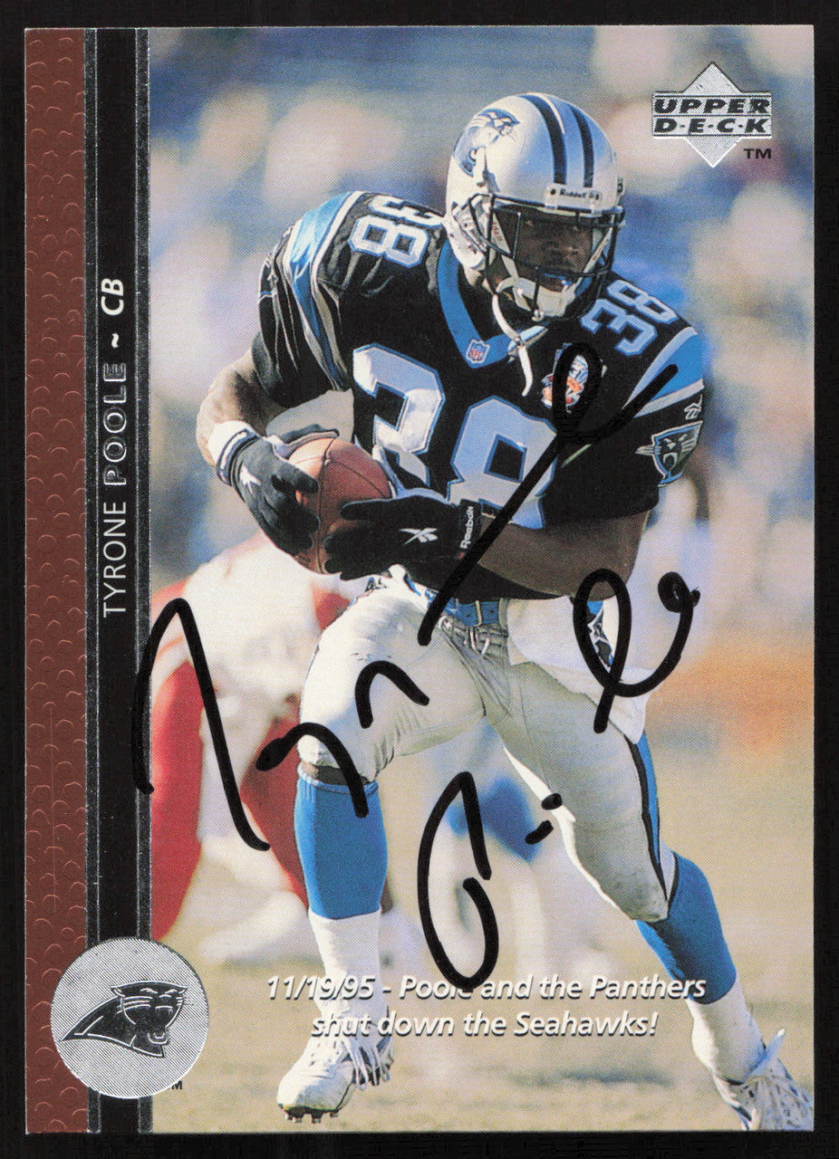 Tyrone Poole Autographed 1996 Upper Deck Card #245 Carolina Panthers SKU #260376