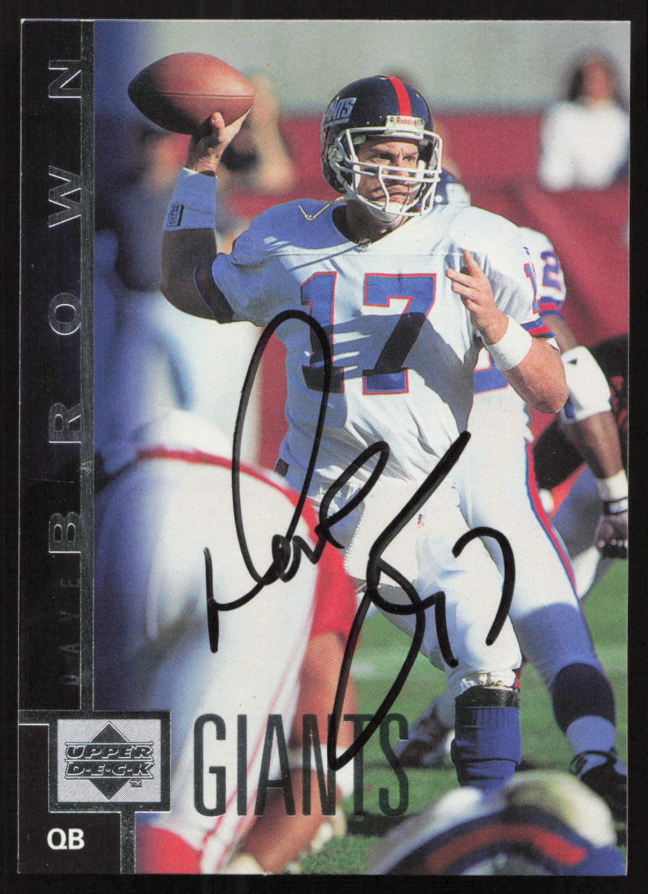 Dave Brown Autographed 1997 Upper Deck Card #166 New York Giants SKU #260398