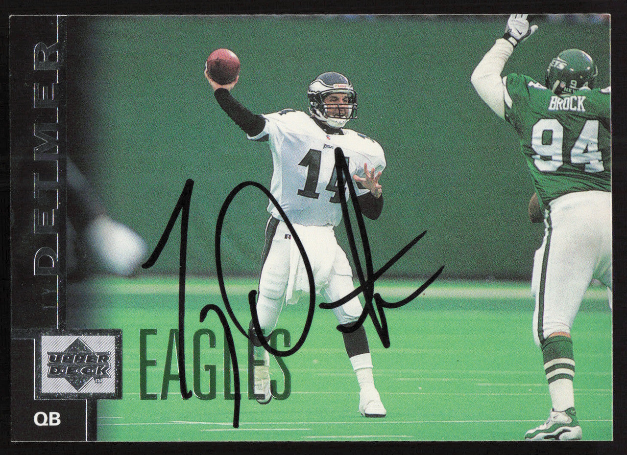 Ty Detmer Autographed 1997 Upper Deck Card #149 Philadelphia Eagles SKU #260403