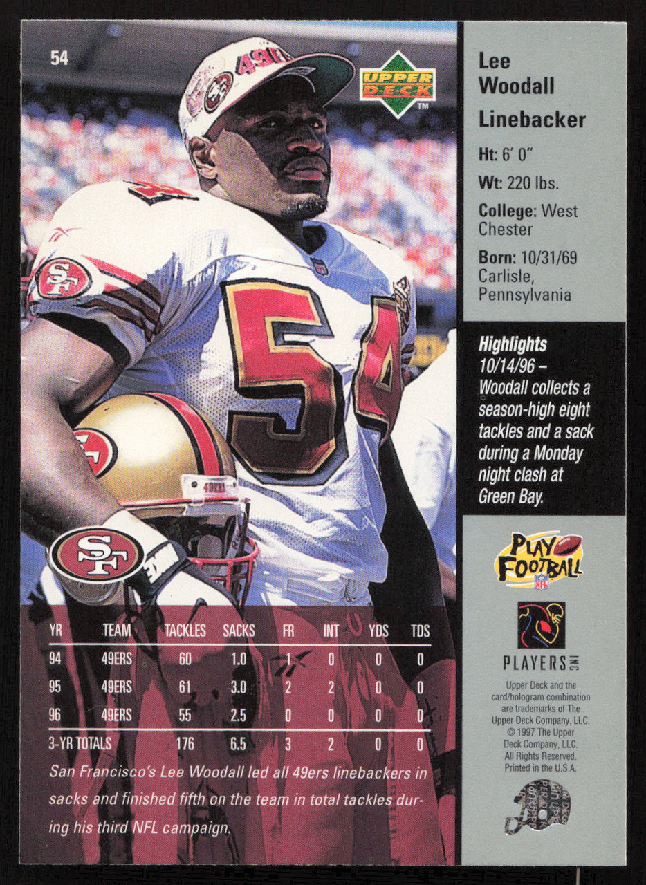 Lee Woodall Autographed 1997 Upper Deck Card #54 San Francisco 49ers SKU #260425