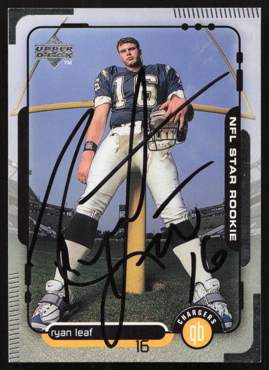 Ryan Leaf Autographed 1998 Upper Deck Rookie Card #2 San Diego Chargers SKU #260437