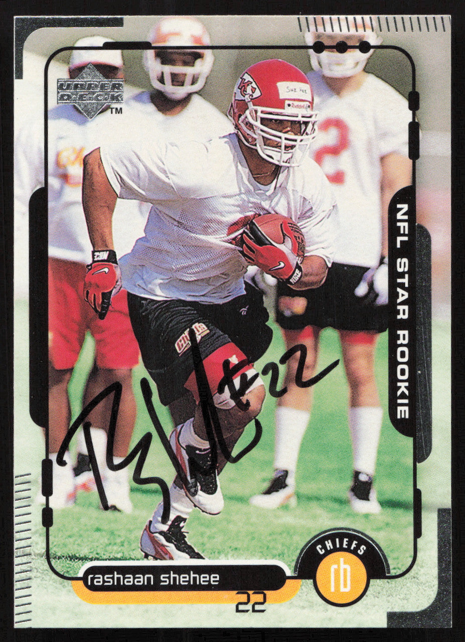 Rashaan Shehee Autographed 1998 Upper Deck Rookie Card #33 Kansas City Chiefs SKU #260443