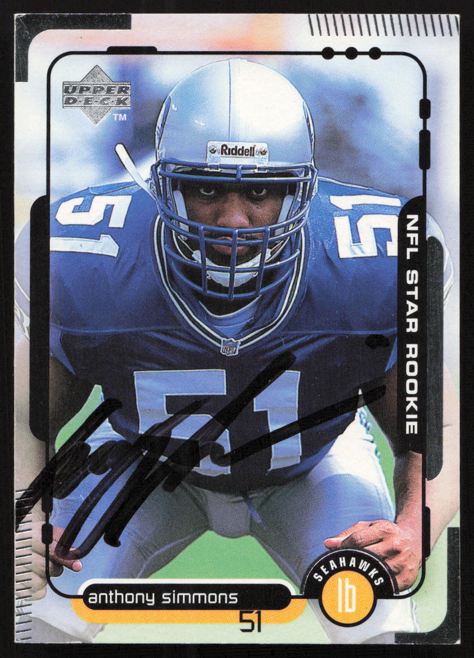 Anthony Simmons Autographed 1998 Upper Deck Rookie Card #13 Seattle Seahawks SKU #260447