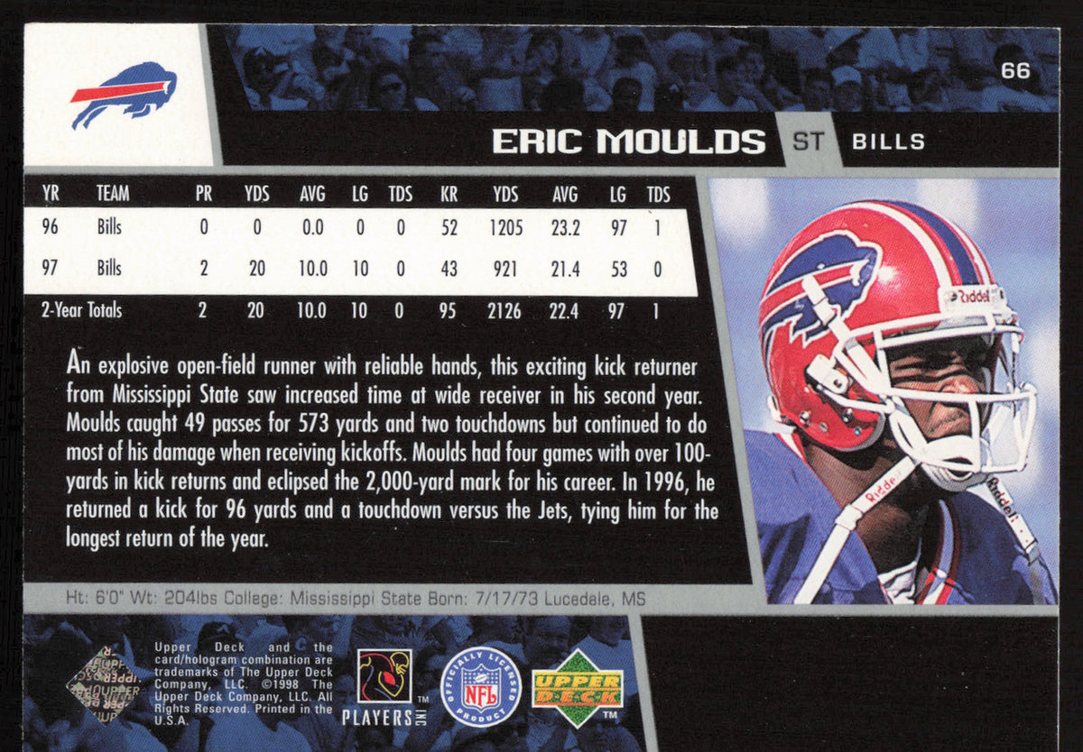 Eric Moulds Autographed 1998 Upper Deck Card #66 Buffalo Bills SKU #260451