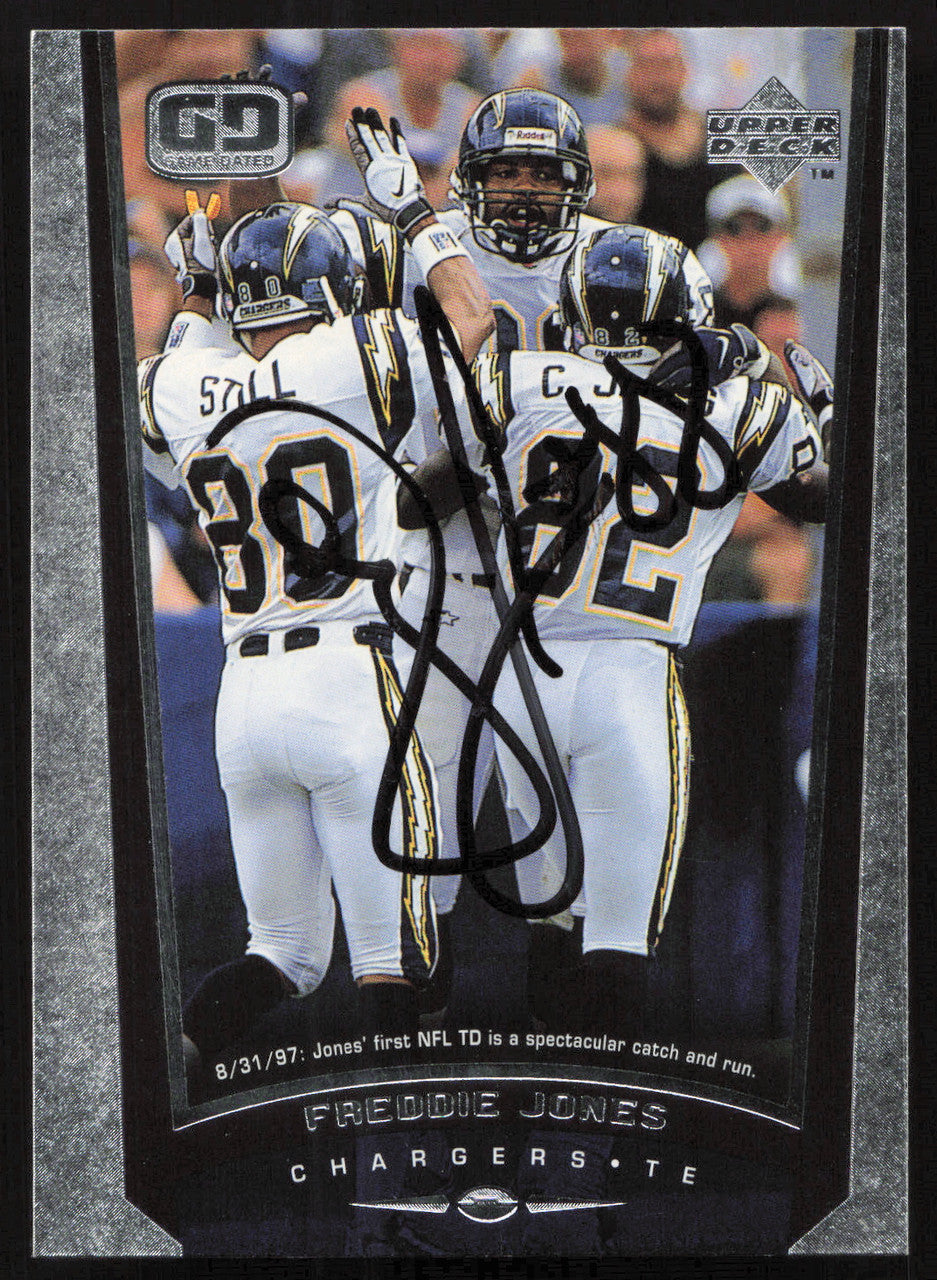 Freddie Jones Autographed 1998 Upper Deck Card #213 San Diego Chargers SKU #260462