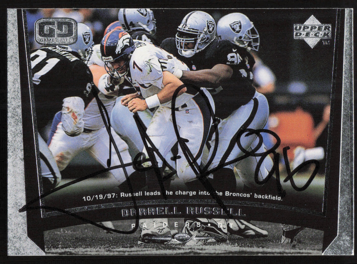 Darrell Russell Autographed 1998 Upper Deck Card #185 Los Angeles Raiders SKU #260465