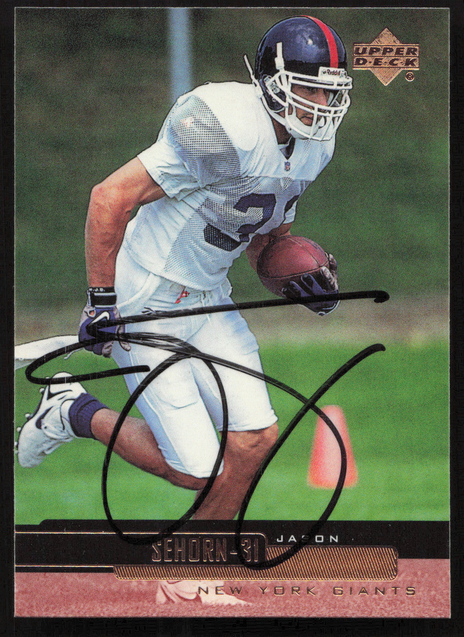 Jason Sehorn Autographed 1999 Upper Deck Card #141 New York Giants SKU #260496