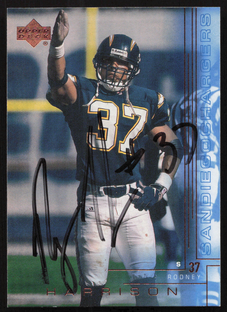 Rodney Harrison Autographed 2000 Upper Deck Card #182 San Diego Chargers SKU #260525