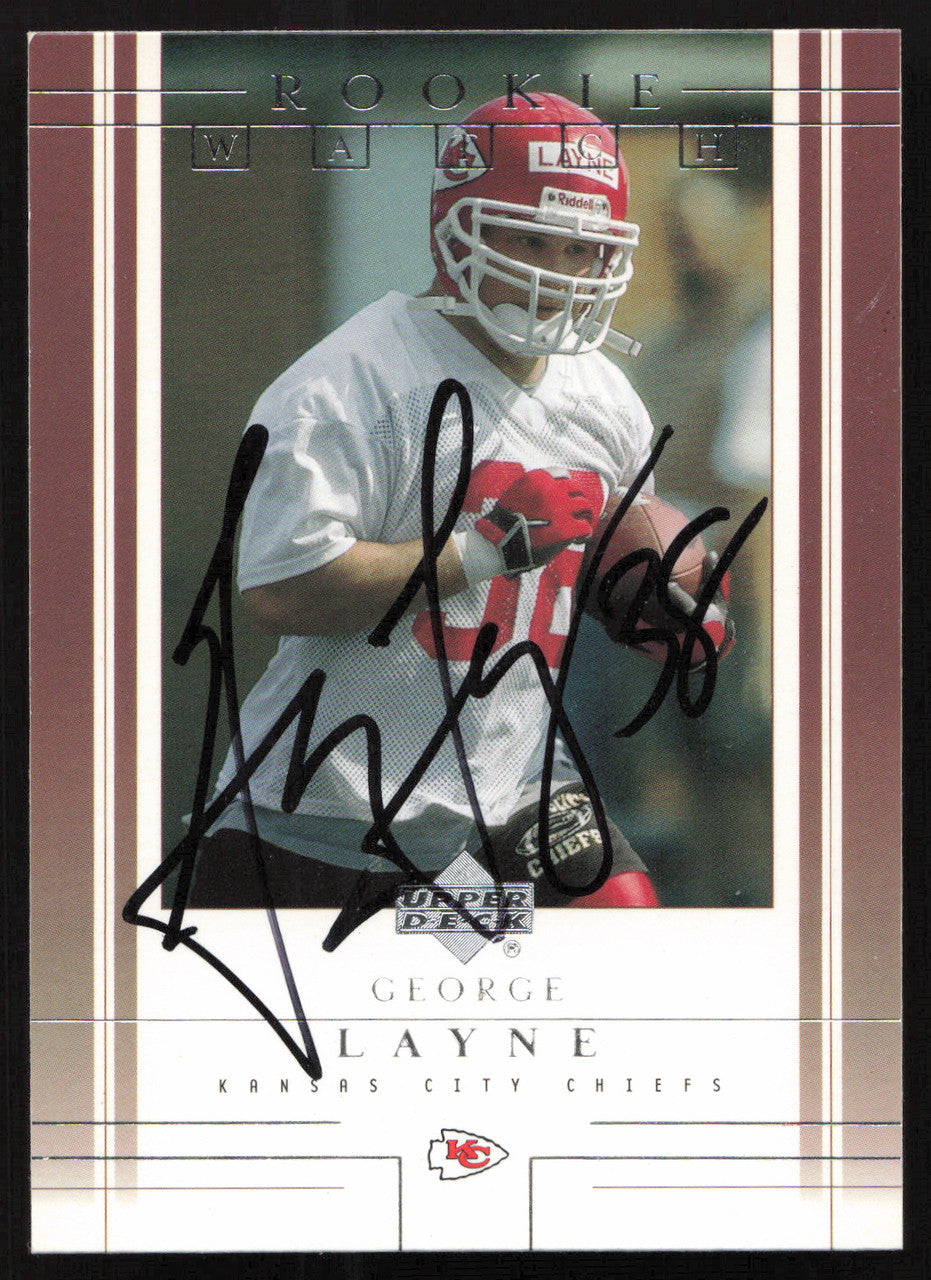 George Layne Autographed 2001 Upper Deck Rookie Card #258 Kansas City Chiefs SKU #260532
