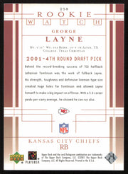 George Layne Autographed 2001 Upper Deck Rookie Card #258 Kansas City Chiefs SKU #260532