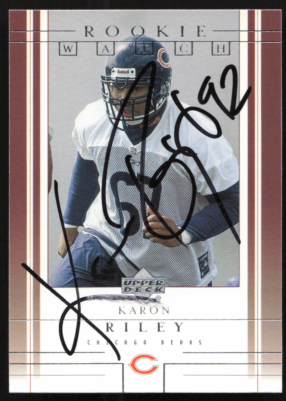 Karon Riley Autographed 2001 Upper Deck Rookie Card #223 Chicago Bears SKU #260536
