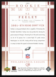 A.J. Feeley Autographed 2001 Upper Deck Rookie Card #182 Philadelphia Eagles SKU #260537