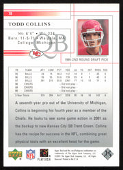 Todd Collins Autographed 2001 Upper Deck Card #78 Kansas City Chiefs SKU #260538