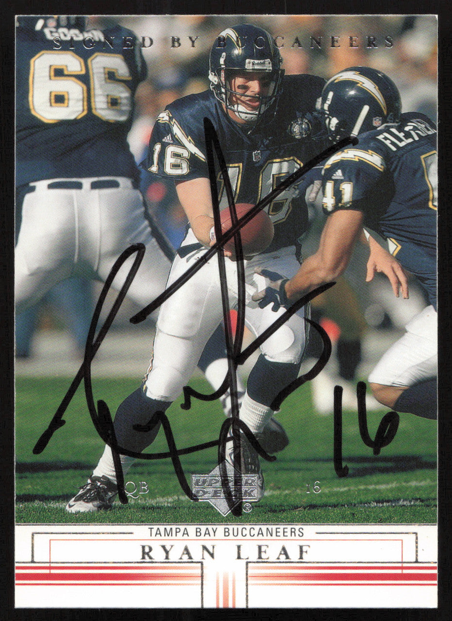 Ryan Leaf Autographed 2001 Upper Deck Card #161 San Diego Chargers SKU #260539