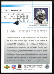 Brad Hoover Autographed 2001 Upper Deck Card #23 Carolina Panthers SKU #260541