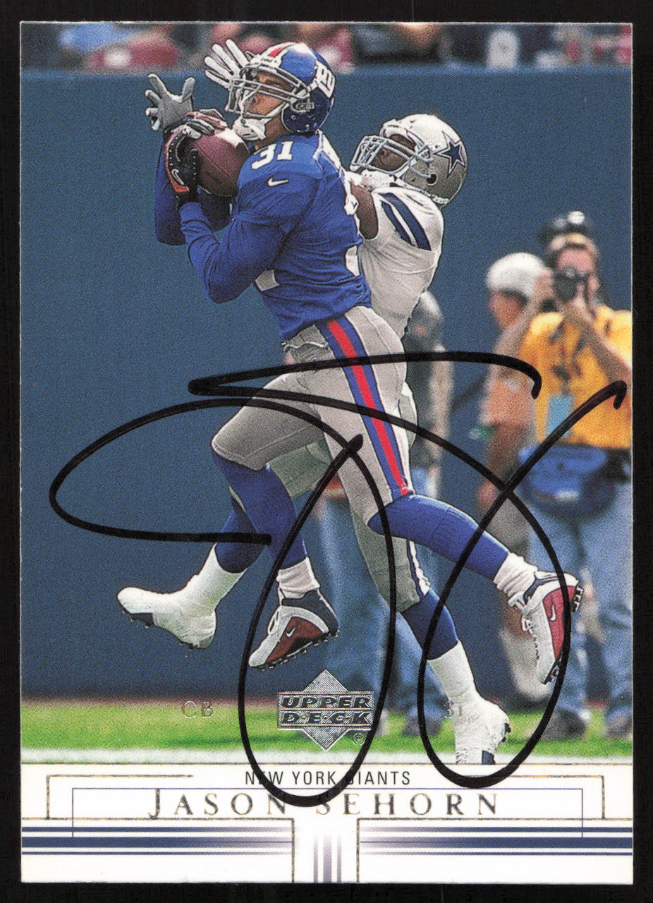 Jason Sehorn Autographed 2001 Upper Deck Card #111 New York Giants SKU #260544