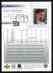 Jason Sehorn Autographed 2001 Upper Deck Card #111 New York Giants SKU #260544