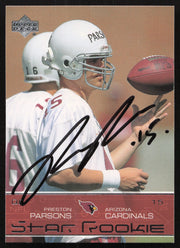 Preston Parsons Autographed 2002 Upper Deck Rookie Card #215 Arizona Cardinals SKU #260545