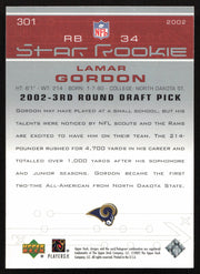 Lamar Gordon Autographed 2002 Upper Deck Rookie Card #301 St. Louis Rams SKU #260546