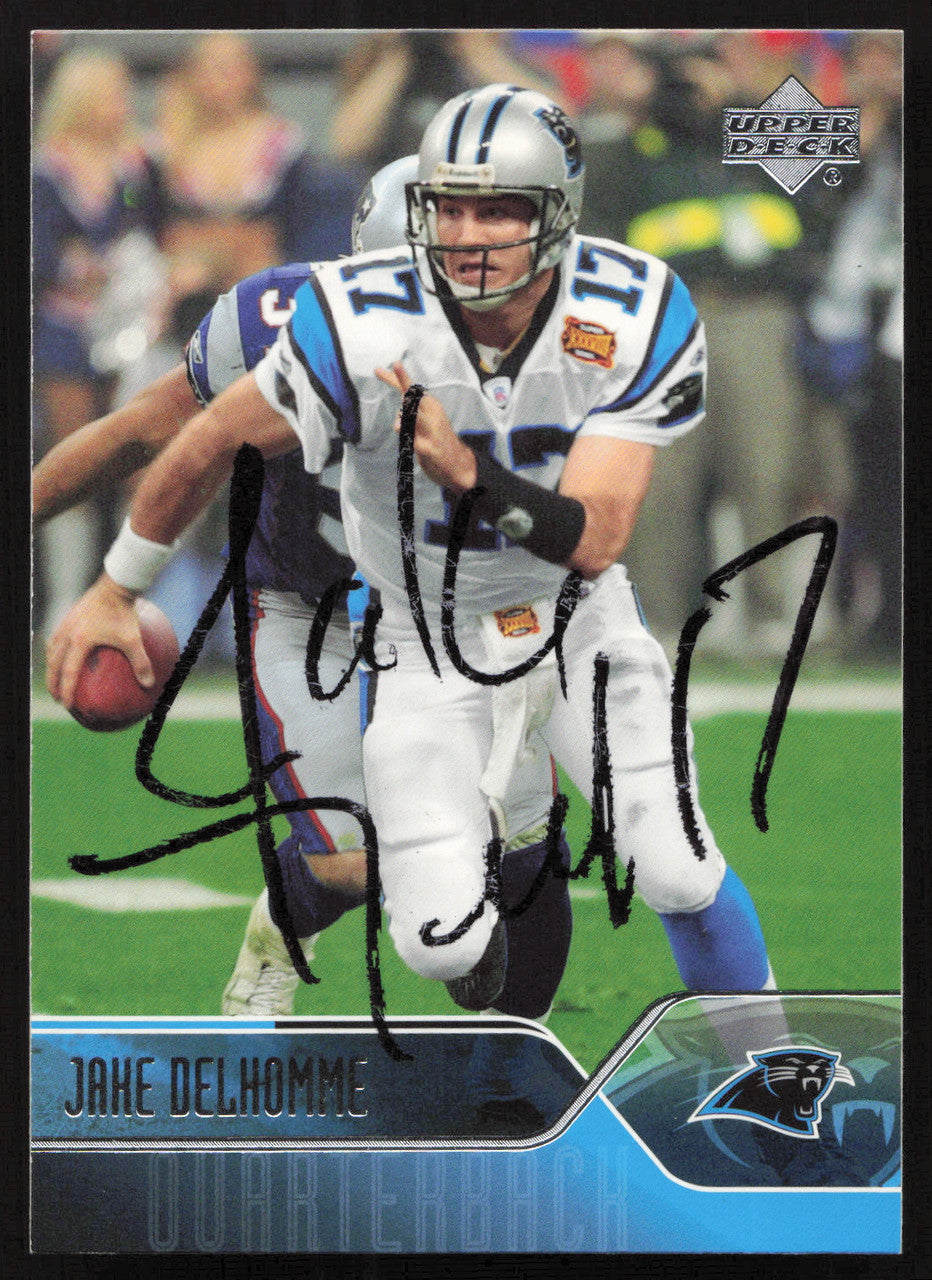 Jake Delhomme Autographed 2004 Upper Deck Card #28 Carolina Panthers SKU #260558
