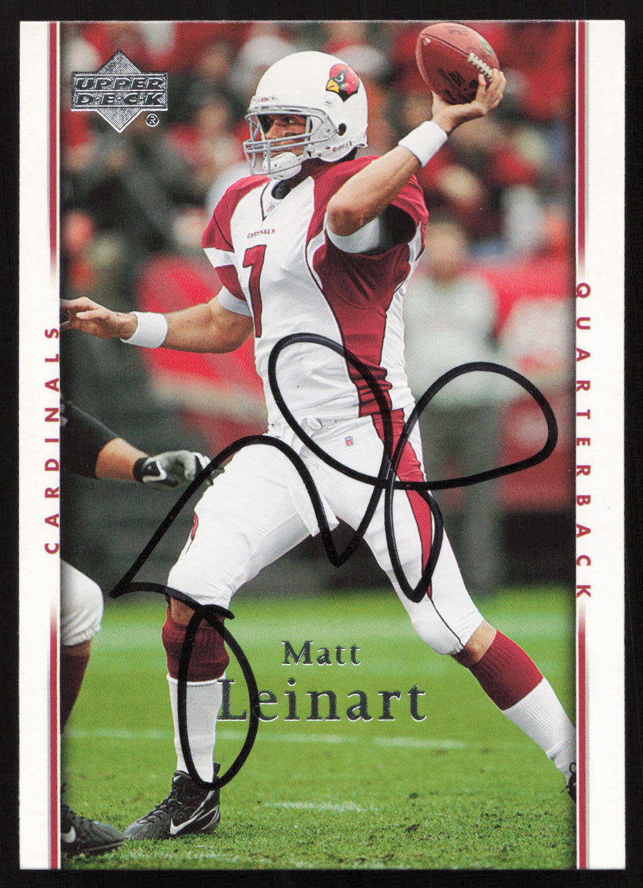 Matt Leinart Autographed 2007 Upper Deck Card #3 Arizona Cardinals SKU #260574