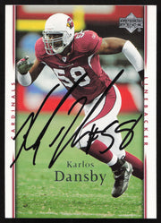 Karlos Dansby Autographed 2007 Upper Deck Card #1 Arizona Cardinals SKU #260579